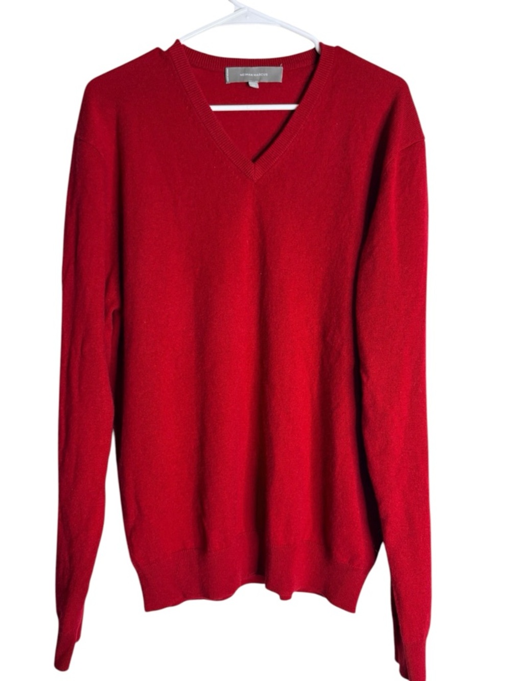 Sweater XL Red Cashmere V Neck Neiman Marcus